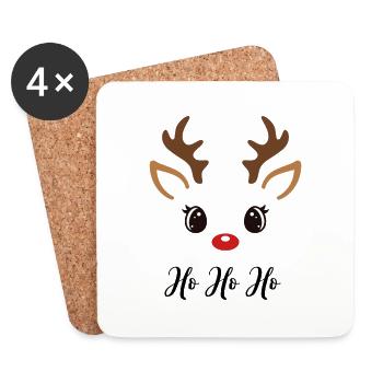 Ho Ho Ho Aufdruck Rentier - Untersetzer (4er-Set) - Weiß - Vorne