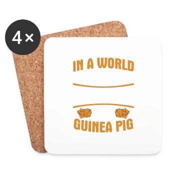 Dans un monde plein d’humains, soyez un cochon d’Inde Cavy Lo - Dessous de verre (lot de 4) - blanc - Devant