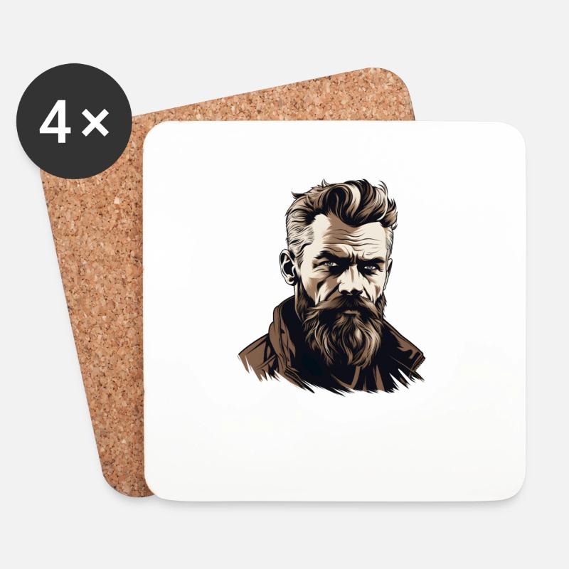 Wikinger Bartträger Lustiger Bart Spruch - Untersetzer (4er-Set) - Weiß
