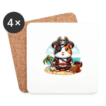 Pirate Guinea Pig Treasure Island Adventurer - Untersetzer (4er-Set) - Weiß - Vorne