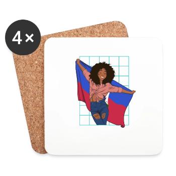 Haïti drapeau haïtien femme princesse je cadeau - Dessous de verre (lot de 4) - blanc - Devant
