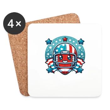 American Football Football Kinder Football Kids - Untersetzer (4er-Set) - Weiß - Vorne