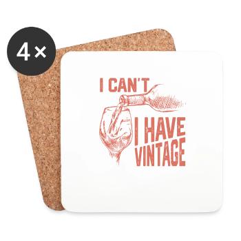 I Can't I Have Vintage Vintner Wine Winery - Coasters (set of 4) - white - Front