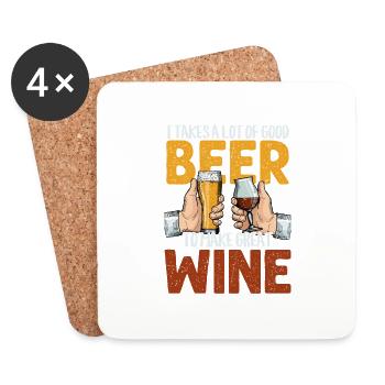 I Takes A Lot Of Good Beer To Make Great Wine Vint - Coasters (set of 4) - white - Front