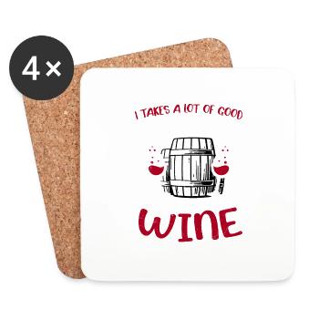 Je prends beaucoup de bonne bière pour faire du bon vin - Dessous de verre (lot de 4) - blanc - Devant