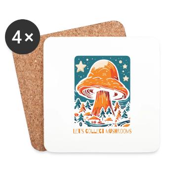 Let's pick mushrooms - Coasters (set of 4) - white - Front