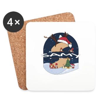 Toller Sammy-Name mit Weihnachtsmütze im Weihnachtsthema - Untersetzer (4er-Set) - Weiß - Vorne