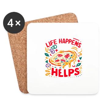 Life Happens Pizza Helps - Coasters (set of 4) - white - Front
