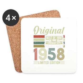 Vintage Birthday 1958 - Coasters (set of 4) - white - Front