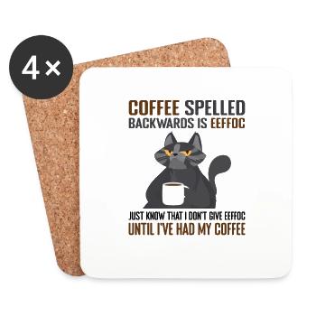 Rückwärts buchstabierter Kaffee ist Eeffoc Cats & Coffee - Untersetzer (4er-Set) - Weiß - Vorne