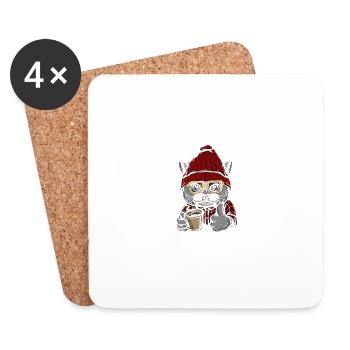 Coffee Spelled Backwards Is Eeffoc Cats & Coffee - Dessous de verre (lot de 4) - blanc - Devant