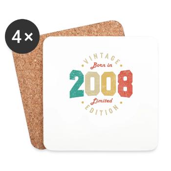 Vintage 2008 Original 2008 Anniversaire Rétro 2008 - Dessous de verre (lot de 4) - blanc - Devant
