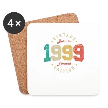Vintage 1999 Original 1999 Anniversaire Rétro 1999 - Dessous de verre (lot de 4) - blanc - Devant