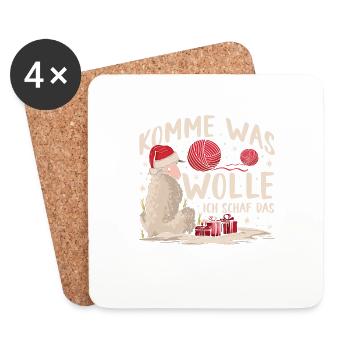 Komme Was Wolle Ich Schaf Das - Untersetzer (4er-Set) - Weiß - Vorne