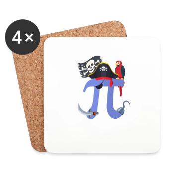 Pi Day Pirate Perroquet Math Geek Halloween Animal - Dessous de verre (lot de 4) - blanc - Devant