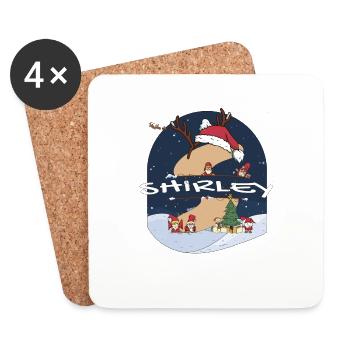 Génial Shirley nom w chapeau de père Noël dans le thème de Noël - Dessous de verre (lot de 4) - blanc - Devant
