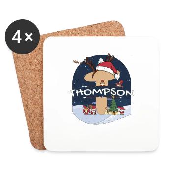 Toller Thompson-Name mit Weihnachtsmütze im Weihnachtsthema - Untersetzer (4er-Set) - Weiß - Vorne