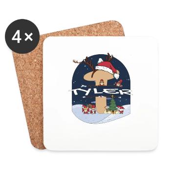 Toller Tyler-Name mit Weihnachtsmütze im Weihnachtsthema - Untersetzer (4er-Set) - Weiß - Vorne