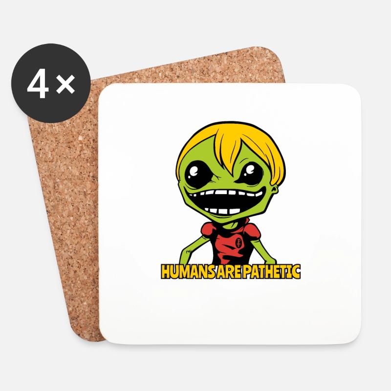 Menschen sind erbärmlich: Sarkasmus Alien Junge - Untersetzer (4er-Set) - Weiß