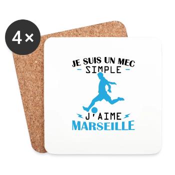 Je suis un mec simple j aime marseille - Dessous de verre (lot de 4) - blanc - Devant