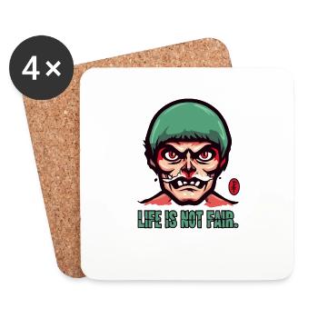 An Old Cartoon Grandpa: Life Ain't Fair - Coasters (set of 4) - white - Front