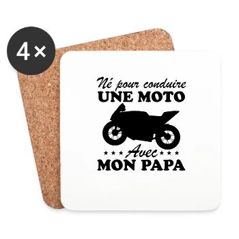 Né pour conduire une moto avec mon papa - Dessous de verre (lot de 4) - blanc - Devant