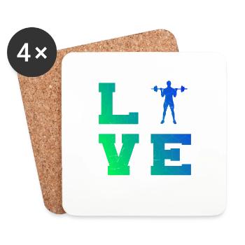 Fitness Hommes Musculation Cardio Femmes - Dessous de verre (lot de 4) - blanc - Devant