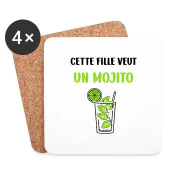 Cette fille veut un mojito - Dessous de verre (lot de 4) - blanc - Devant