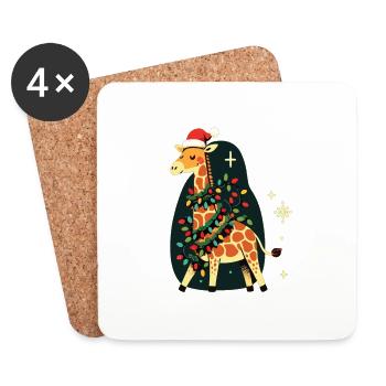 Giraffe, Giraffe, Christmas, Africa, Animals - Coasters (set of 4) - white - Front