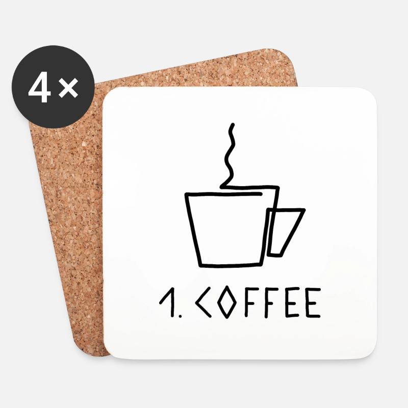 First Coffee Kaffee erst - Untersetzer (4er-Set) - Weiß