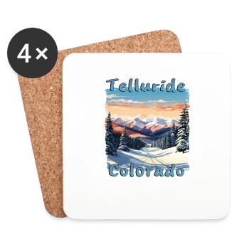 Telluride, Colorado, USA - Ski & Snowboard - Coasters (set of 4) - white - Front