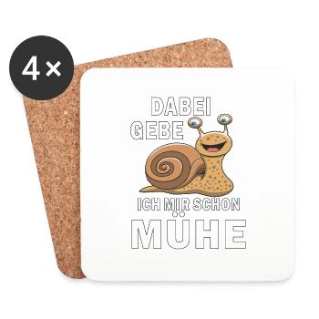 SCHNECKE GEBE MIR SCHON MÜHE - Untersetzer (4er-Set) - Weiß - Vorne