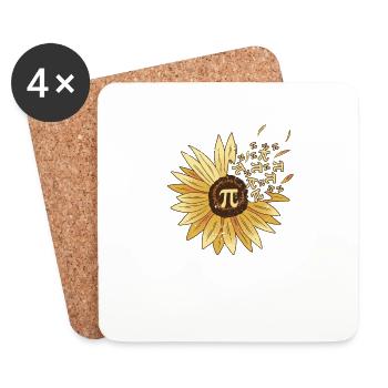 Pi Jour Tournesol 3.14 Pi Nombre Symbole Math Amateur - Dessous de verre (lot de 4) - blanc - Devant