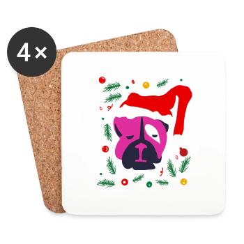 Christmas Dog - Merry Christmas - Merry Dog - Coasters (set of 4) - white - Front