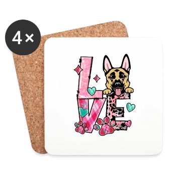 Collie bernois chien j’aime mon chien Saint-Valentin - Dessous de verre (lot de 4) - blanc - Devant