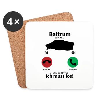 Baltrum Anruf Telefon Nordsee Insel Urlaub Reise - Untersetzer (4er-Set) - Weiß - Vorne
