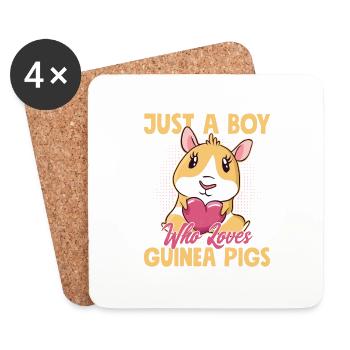 Juste un garçon qui aime les cochons d’Inde rongeur cavy amant - Dessous de verre (lot de 4) - blanc - Devant