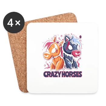 Chevaux fous - Dessous de verre (lot de 4) - blanc - Devant