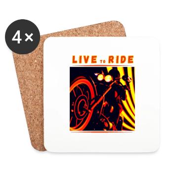 Pilote et moto vus d’en bas - contour moderne - Dessous de verre (lot de 4) - blanc - Devant