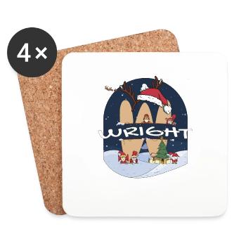 Toller Wright-Name mit Weihnachtsmütze im Weihnachtsthema - Untersetzer (4er-Set) - Weiß - Vorne