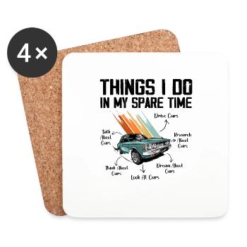 6 Things I Do In My Spare Time Car Enthusiast Cars - Coasters (set of 4) - white - Front