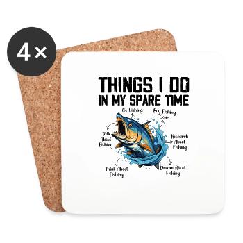 Things I Do In My Spare Time Fishing Lover - Coasters (set of 4) - white - Front
