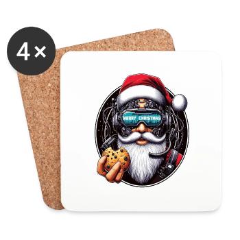 Père Noël cyberpunk - Dessous de verre (lot de 4) - blanc - Devant