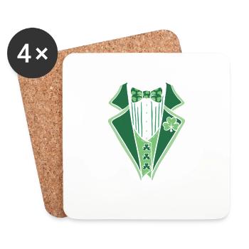 Irish Tuxedo Funny St. Patrick's Day Sheet - Coasters (set of 4) - white - Front
