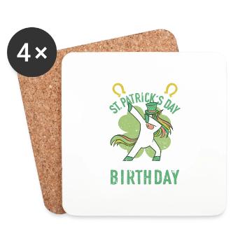Joyeuse fête de la Saint-Patrick et oui mon anniversaire dab - Dessous de verre (lot de 4) - blanc - Devant