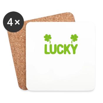 Un papa chanceux correspondant à la Saint-Patrick de la famille - Dessous de verre (lot de 4) - blanc - Devant