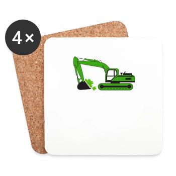 St. Patrick's Day Crane Truck Excavator Construction Irish - Coasters (set of 4) - white - Front