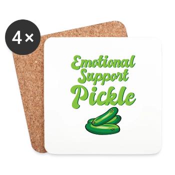 Emotional Support Pickle Humanity Kindness - Coasters (set of 4) - white - Front