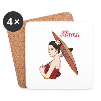 Laos Laote Laotian filles robe Lao I cadeau - Dessous de verre (lot de 4) - blanc - Devant