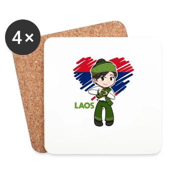 Laos Laote Laotian filles robe Lao I cadeau - Dessous de verre (lot de 4) - blanc - Devant